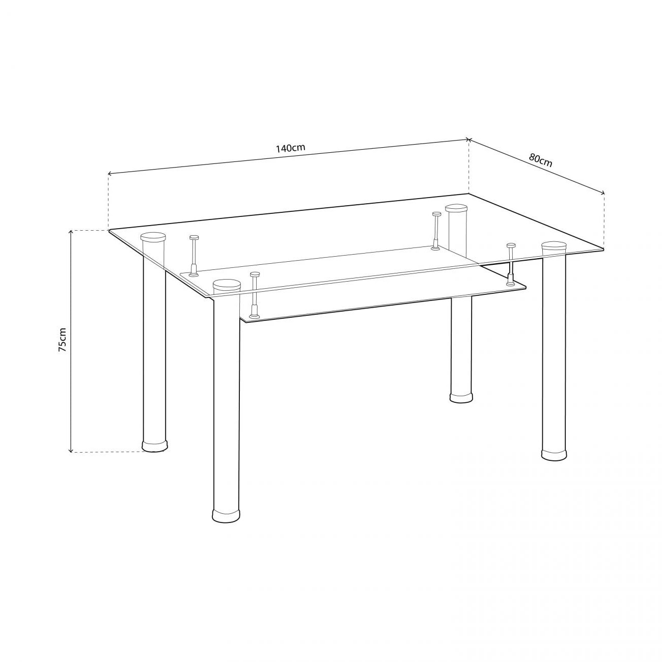Mesa de comedor Tyra Cristal - Cromo