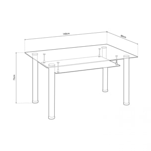 Mesa de comedor Tyra Cristal - Cromo