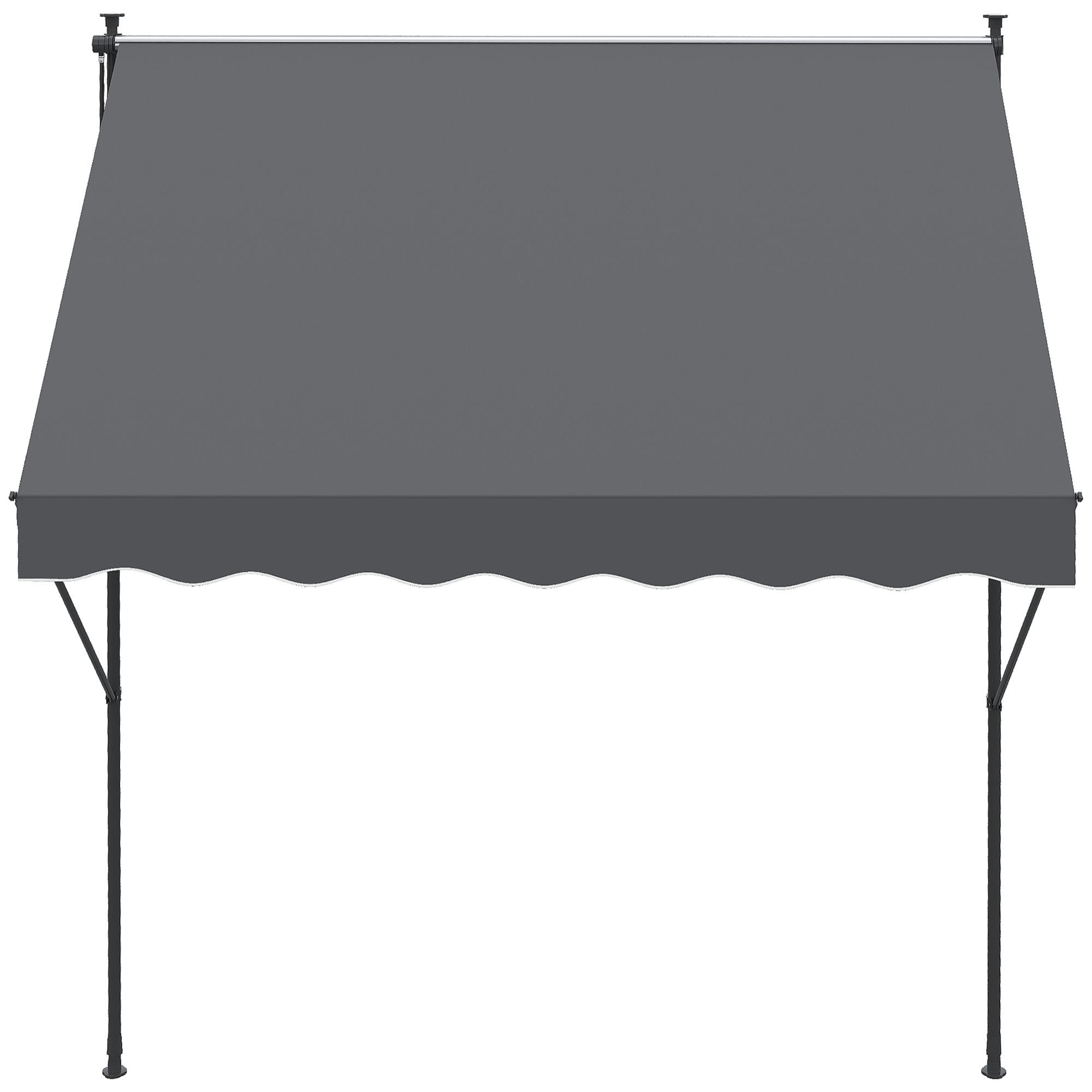 Toldo Manual Retráctil 200x170x200-290 cm Toldo Ajustable con Manivela Protección Solar UV40+ Prueba de Viento