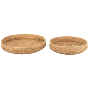 J-Line set de 2 plat Rond - rotin - naturel