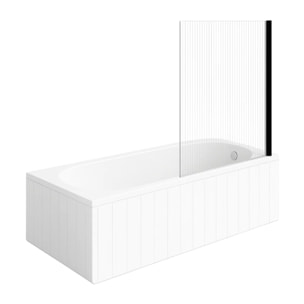 Baignoire droite VILLEROY & BOCH O.Novo 160 x 70 cm Blanc + Pare bain droite AURYS Raywall noir mat