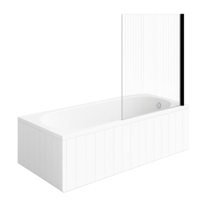 Baignoire droite VILLEROY & BOCH O.Novo 160 x 70 cm Blanc + Pare bain droite AURYS Raywall noir mat