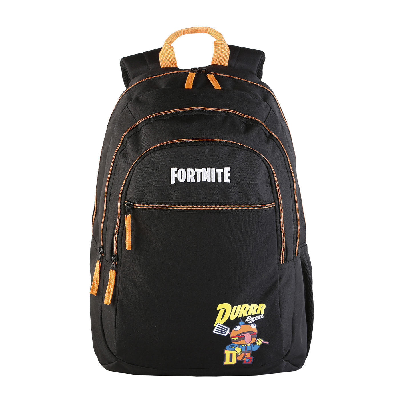 Fortnite Durrr mochila primaria doble compartimento + carro  con protección lateral y stoper frontal, 4 ruedas multidireccionales.