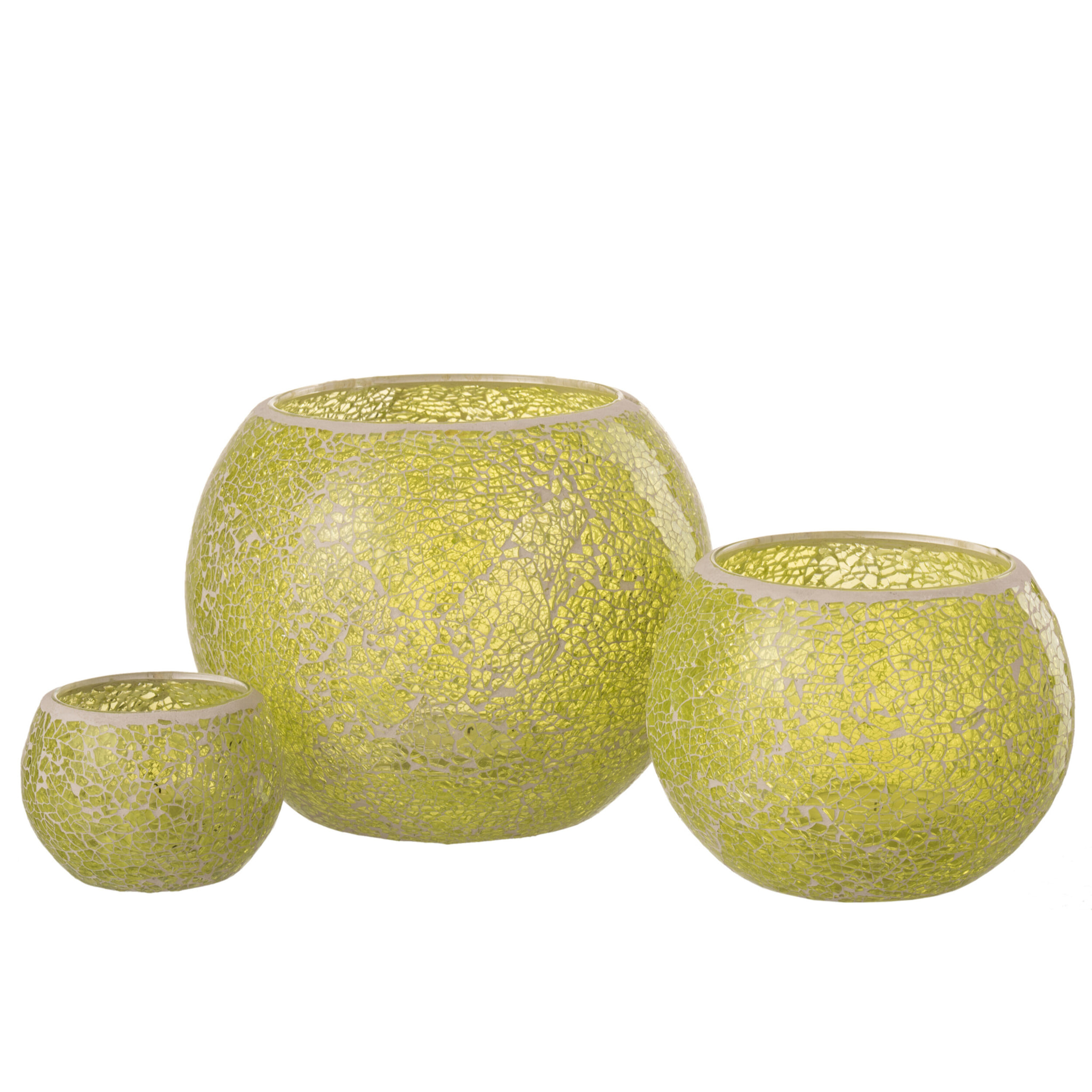 J-Line bougeoir Mozaiek Rond - verre - jaune - large