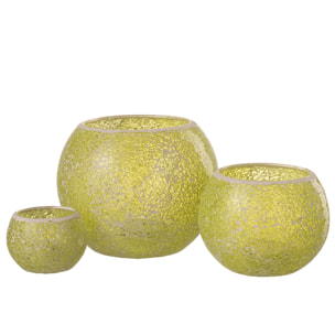 J-Line bougeoir Mozaiek Rond - verre - jaune - large