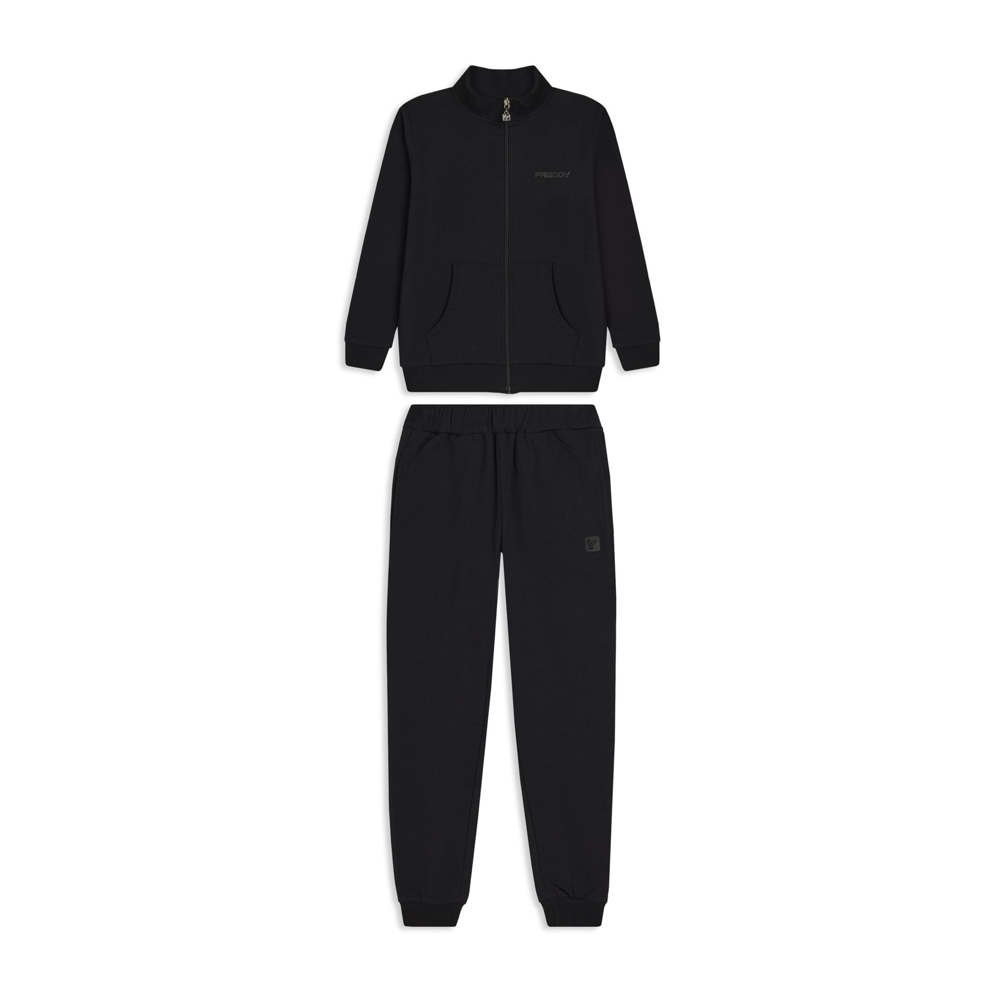 Tuta Junior full-zip con collo alto e tasche a marsupio