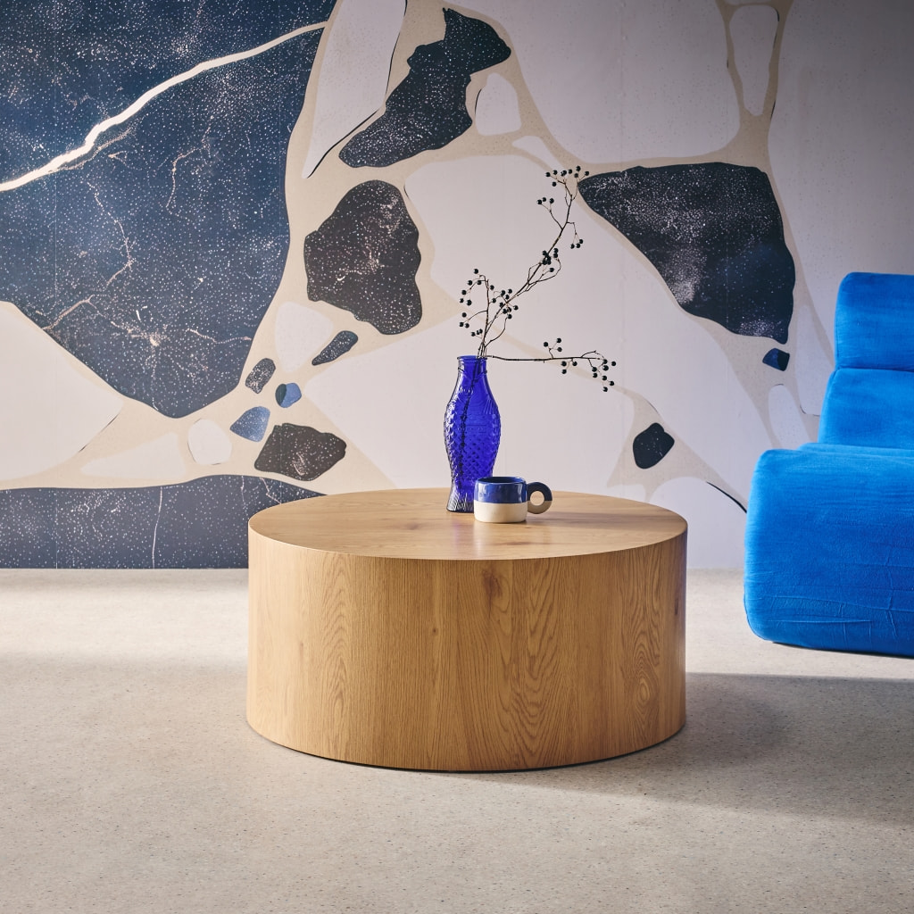 Table basse ronde effet chêne Ø80cm