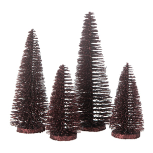 J-Line décoration Sapin De Noël Paillettes - plastique - bordeaux - boîte de 4