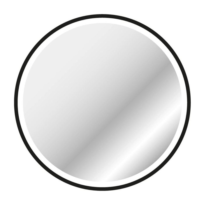 Miroir rond à leds - Noir
