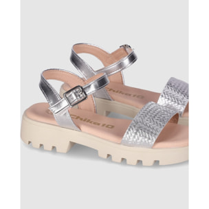 Sandalias - Plata - Tacón: Bajo