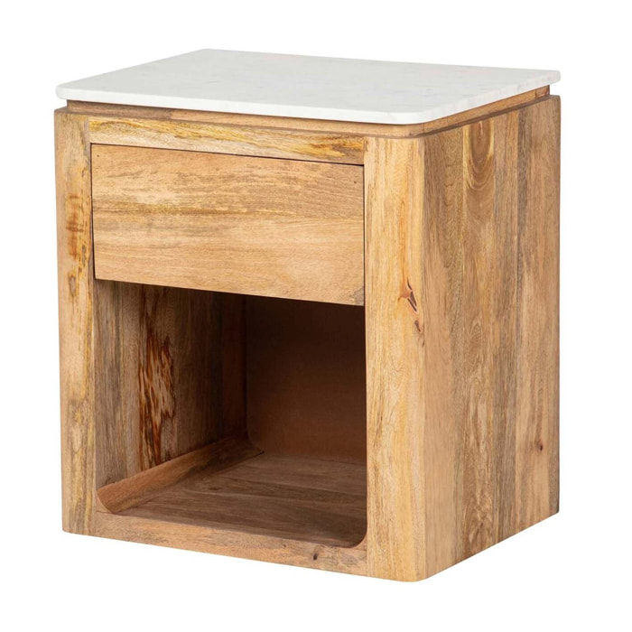 Mesita Madera Mango Marmol Felo 55x40x60 Cm