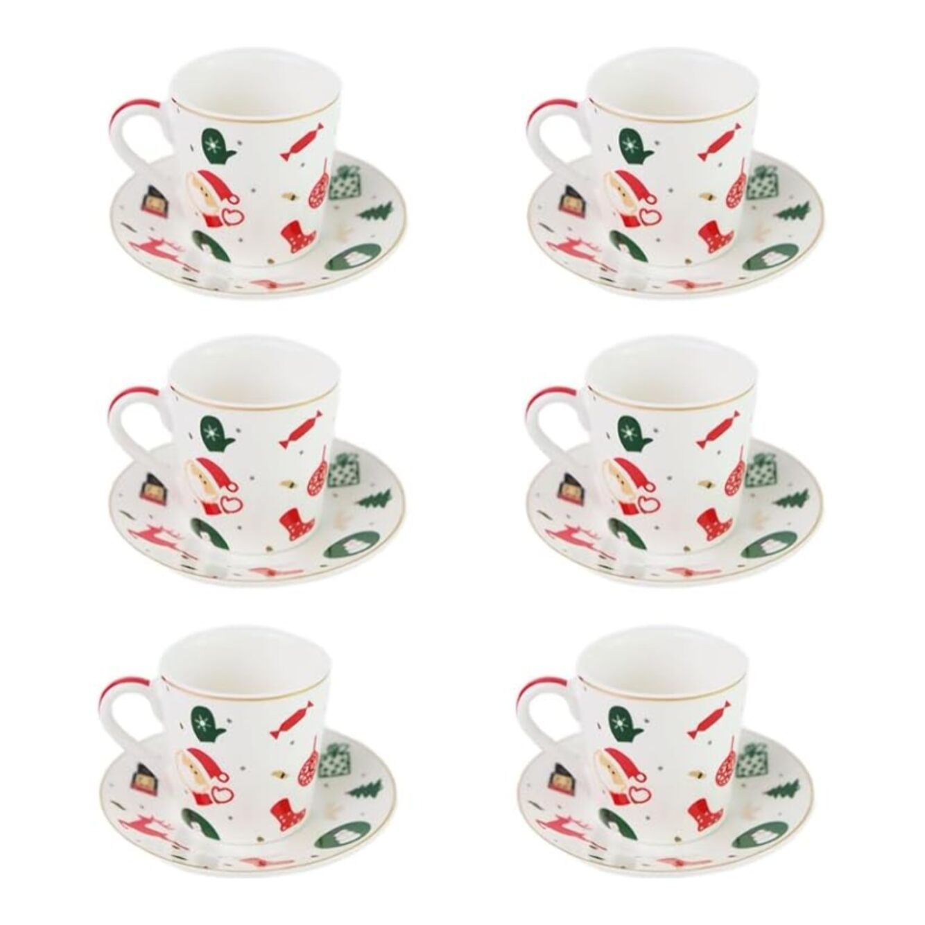 Set da caffè 6 pezzi Fantasia del Natale in porcellana