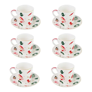 Set da caffè 6 pezzi Fantasia del Natale in porcellana