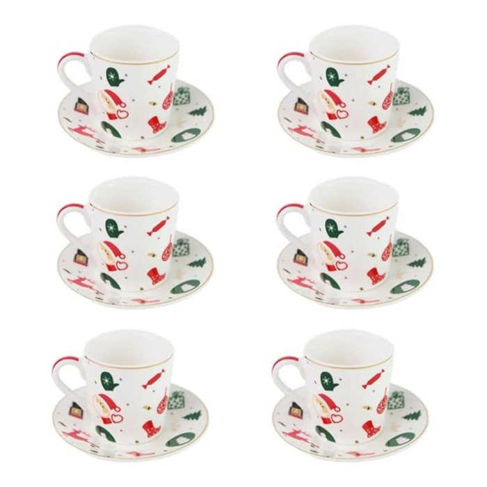 Set da caffè 6 pezzi Fantasia del Natale in porcellana