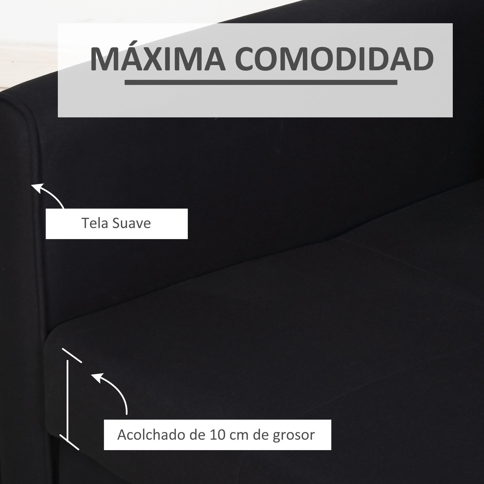 Sofá Cama de 2 Plazas Tapizado en Algodón con 2 Cojines Desmontables Reposabrazos y Base de Almacenaje Sofá Doble Moderno para Salón Oficina 152x101x81 cm Gris Carbón