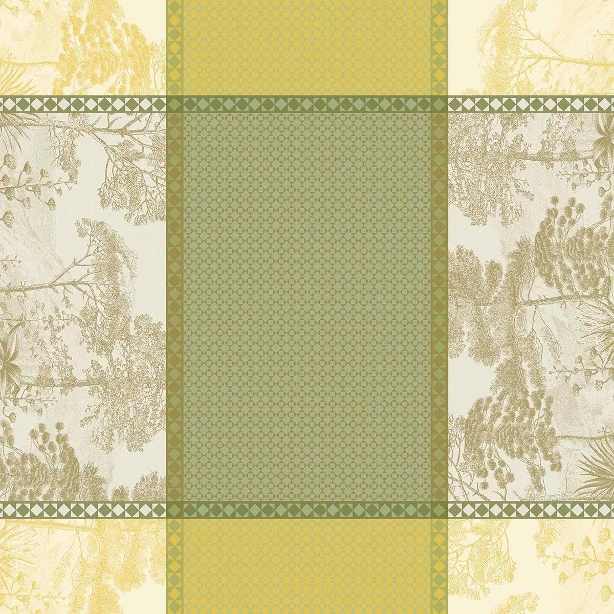 Nappe anti tache pur coton motif jacquard Le sud vert