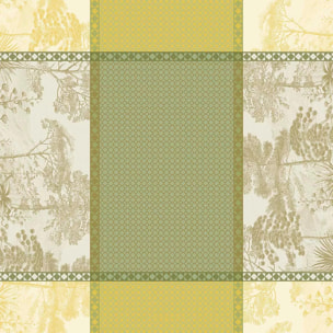 Nappe anti tache pur coton motif jacquard Le sud vert