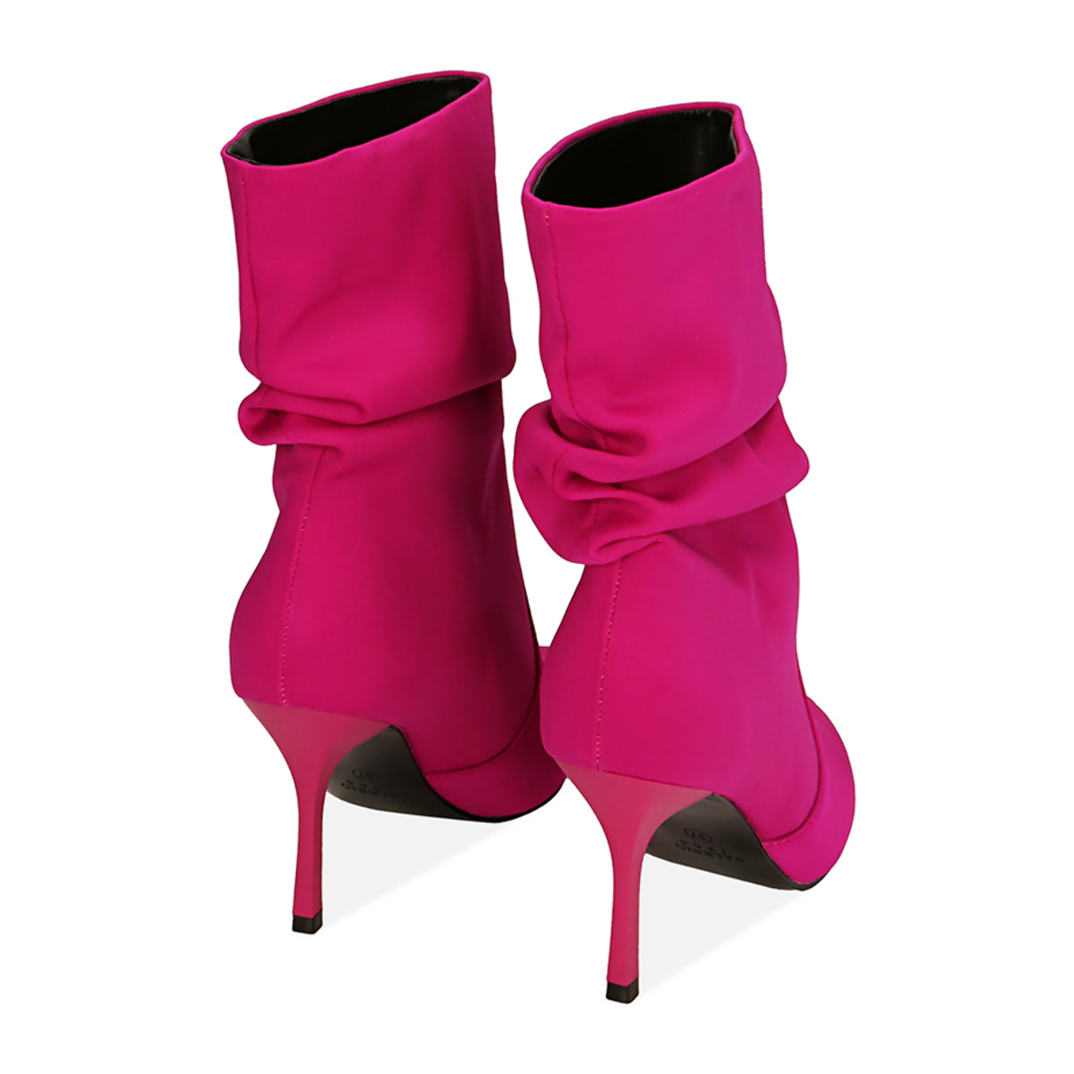 Ankle boots fucsia in tessuto, tacco 8,5 cm