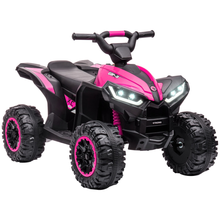 Quad Eléctrico para Niños 12V, Quad para Niños de 3-5 Años, con 2 Motores, Velocidad Ajustable 3-6km/h, Faros, Bocina, Música, USB, Avance y Retroceso, Rosa