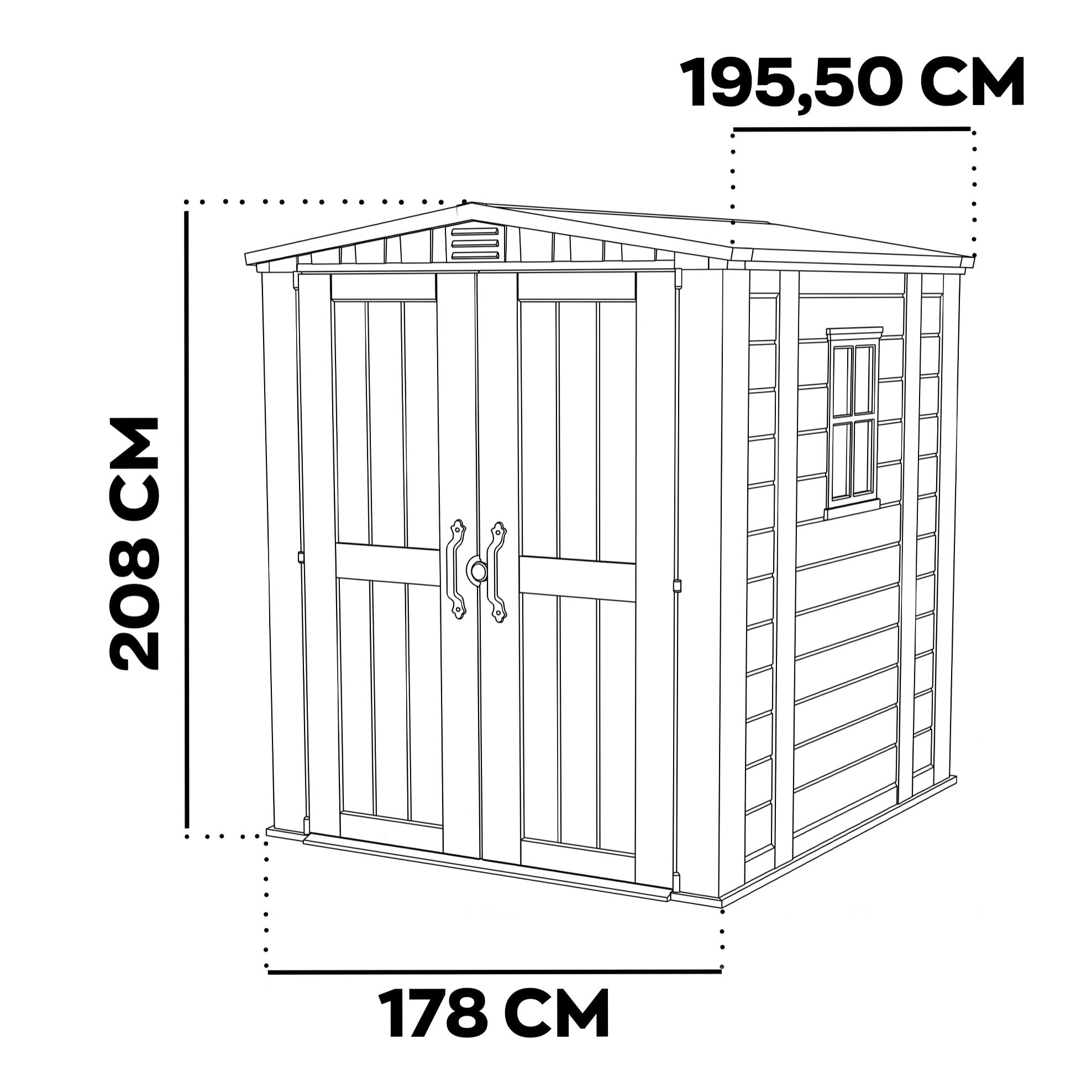 Factor 6x6 - Casetta da Giardino 178x208x195,5 cm 2 Ante per deposito attrezzi finitura effetto legno in Resina Beige
