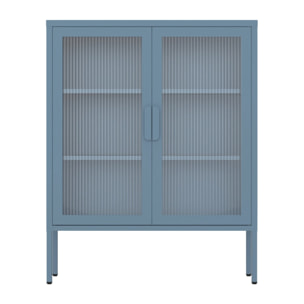 Vetrina in metallo 2 ante con ripiani 80x38x100h cm blu - Pop