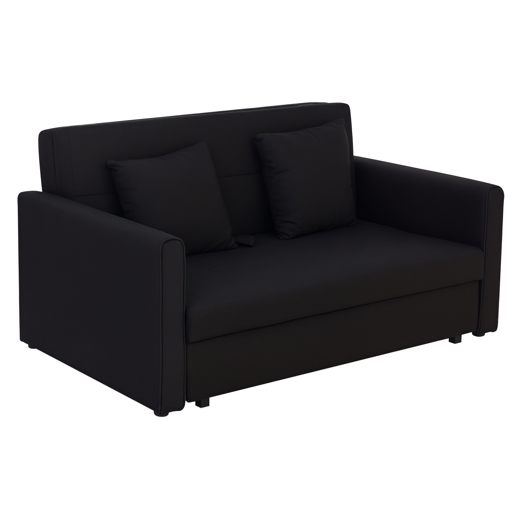 Canapé convertible 2 places canapé-lit clic clac 2 coussins inclus coffre de rangement intégré tissu anthracite