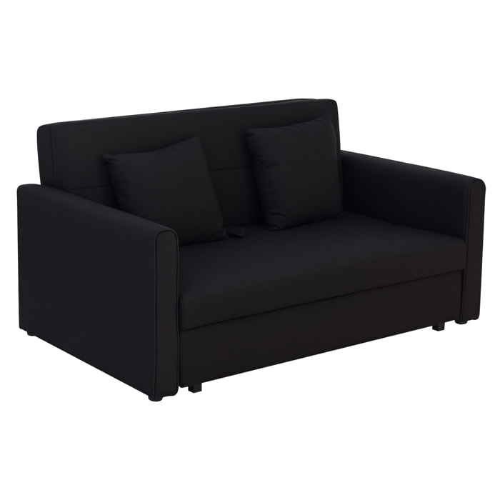 Canapé convertible 2 places canapé-lit clic clac 2 coussins inclus coffre de rangement intégré tissu anthracite