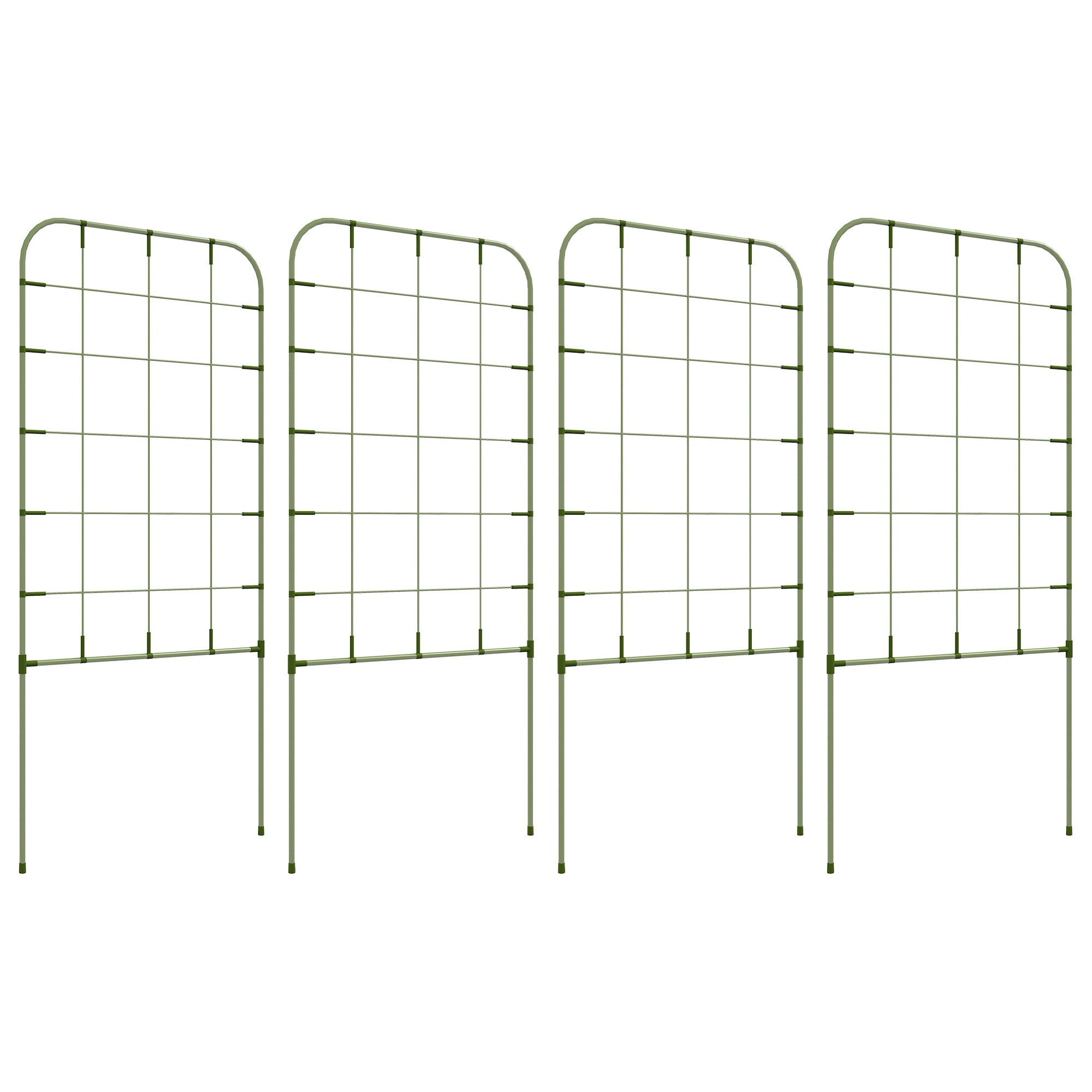 Outsunny Juego de 4 Enrejados de Jardín Soportes para Plantas Trepadoras con Marco de Acero para Frutas Verduras Flores 40x90 cm Verde