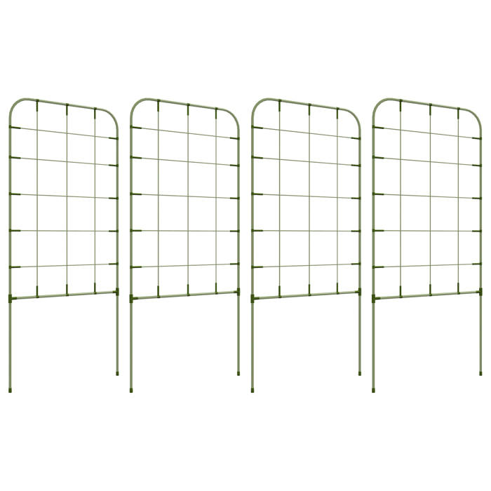 Outsunny Juego de 4 Enrejados de Jardín Soportes para Plantas Trepadoras con Marco de Acero para Frutas Verduras Flores 40x90 cm Verde