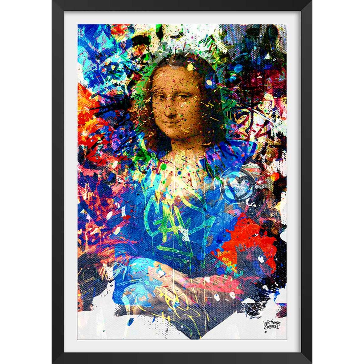 Affiche graffiti Affiche illustration joconde Affiche + cadre en bois - Noir