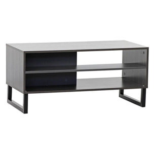 Tavolino basso 2 ripiani 101x47x50 cm in legno effetto olmo scuro e grigio