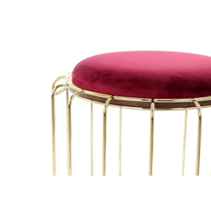 Tavolino e Pouf 2-in-1 Comfortable Rosso e Oro