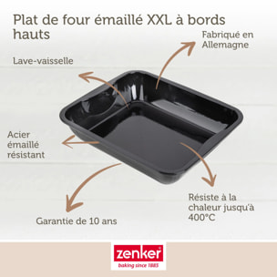 Lot de 2 plats four 40/34/8 cm en acier émaillé avec 2 ustensiles Zenker Special cooking