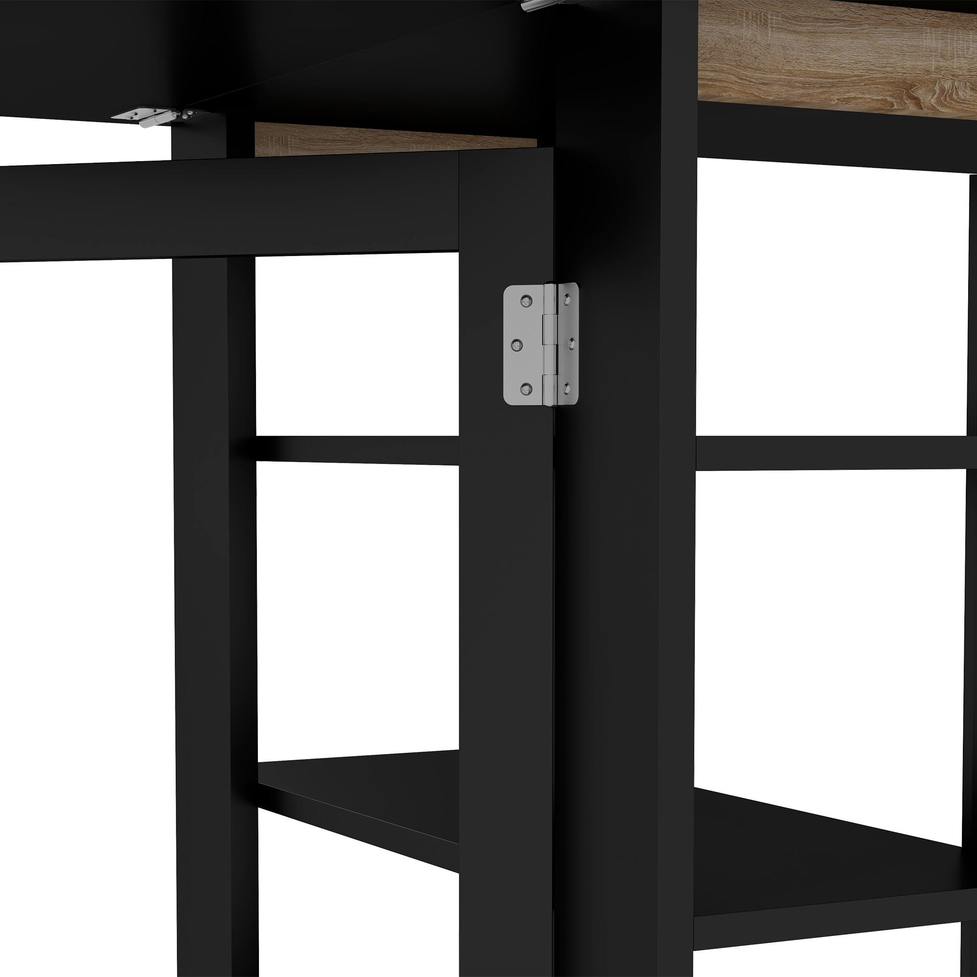 Mesa Plegable de Comedor, Mesa de Cocina Plegable, con Ruedas, Alas Abatibles, Estantes, Hasta 4 Personas, para Salón, Espacio Pequeño, 120x60x75 cm, Negro