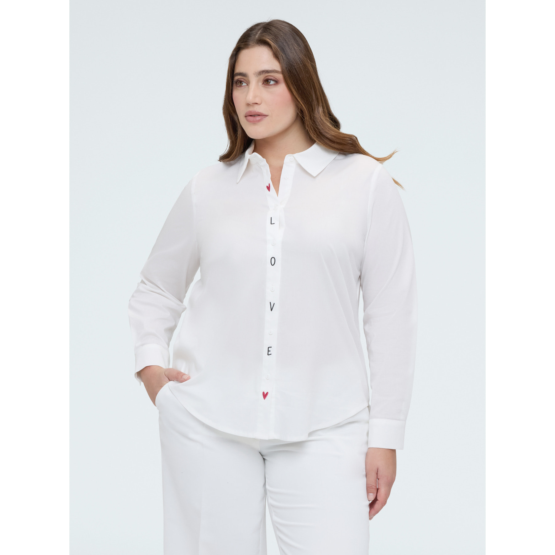 Fiorella Rubino - Camisa con bordado LOVE - Blanco