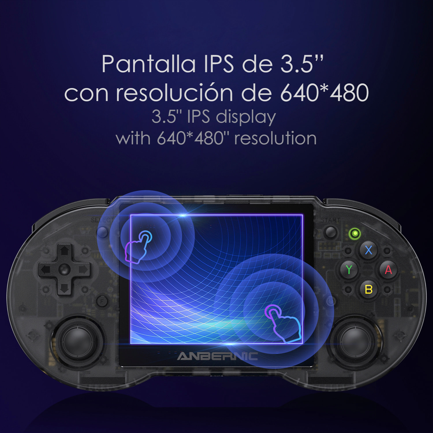 DAM Consola emulador multiplataforma RG353P. 3,5" IPS; Quad Core 1,8GHz, 16GB+128GB. Android 11 + Linux. WiFi. +22.000 juegos. 17,4x2x8,1 Cm. Color: Negro