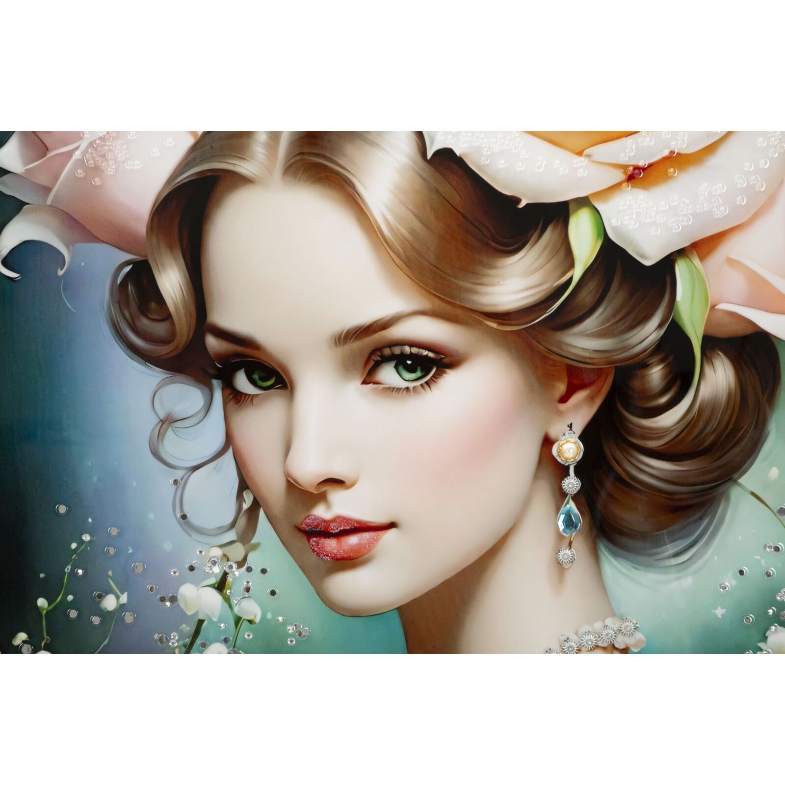 DIPINTO SU TELA LACCATO FANTASY C/CORNICE -B- CM 72X4X102