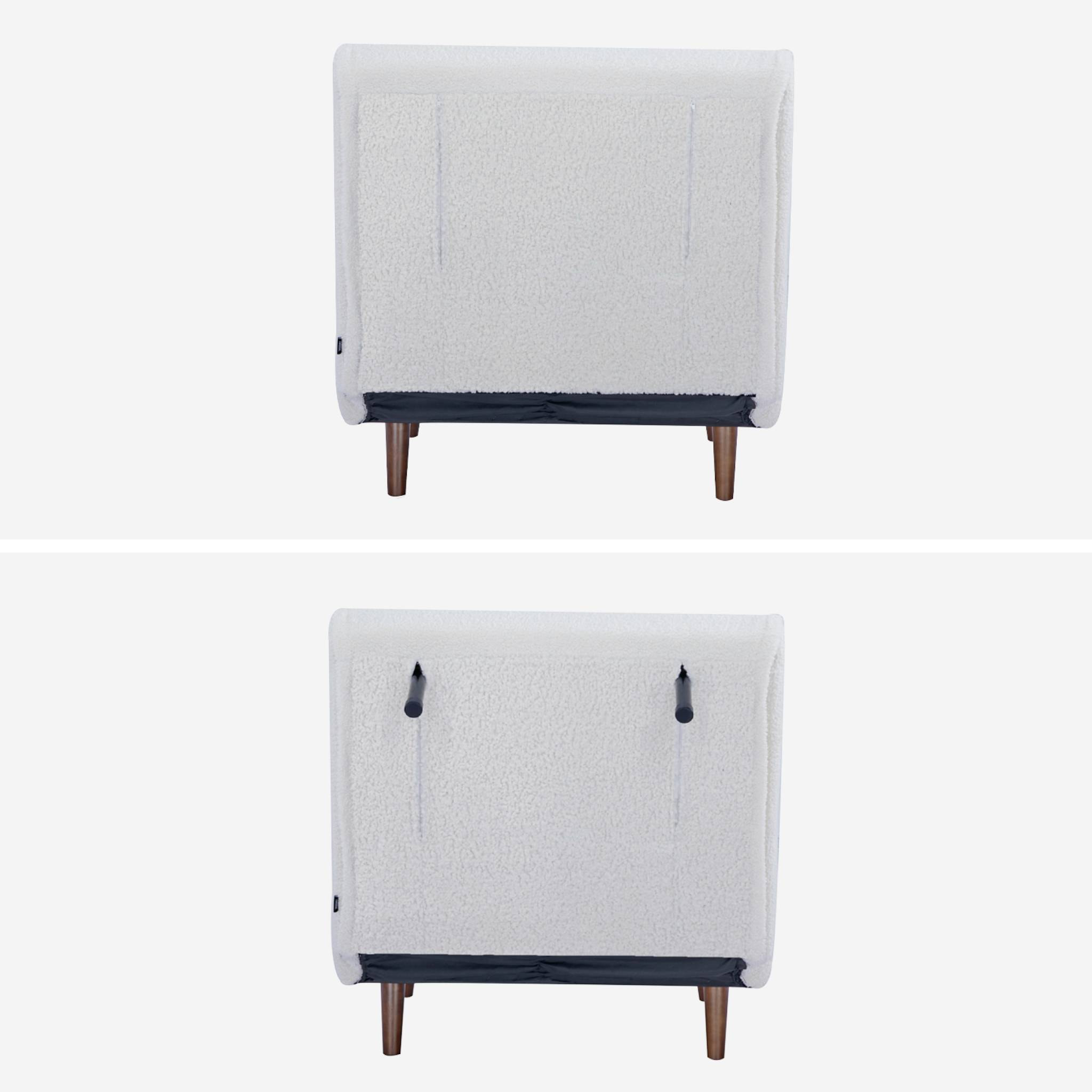 Chauffeuse convertible bouclette piétement bois 1 place crème Guest