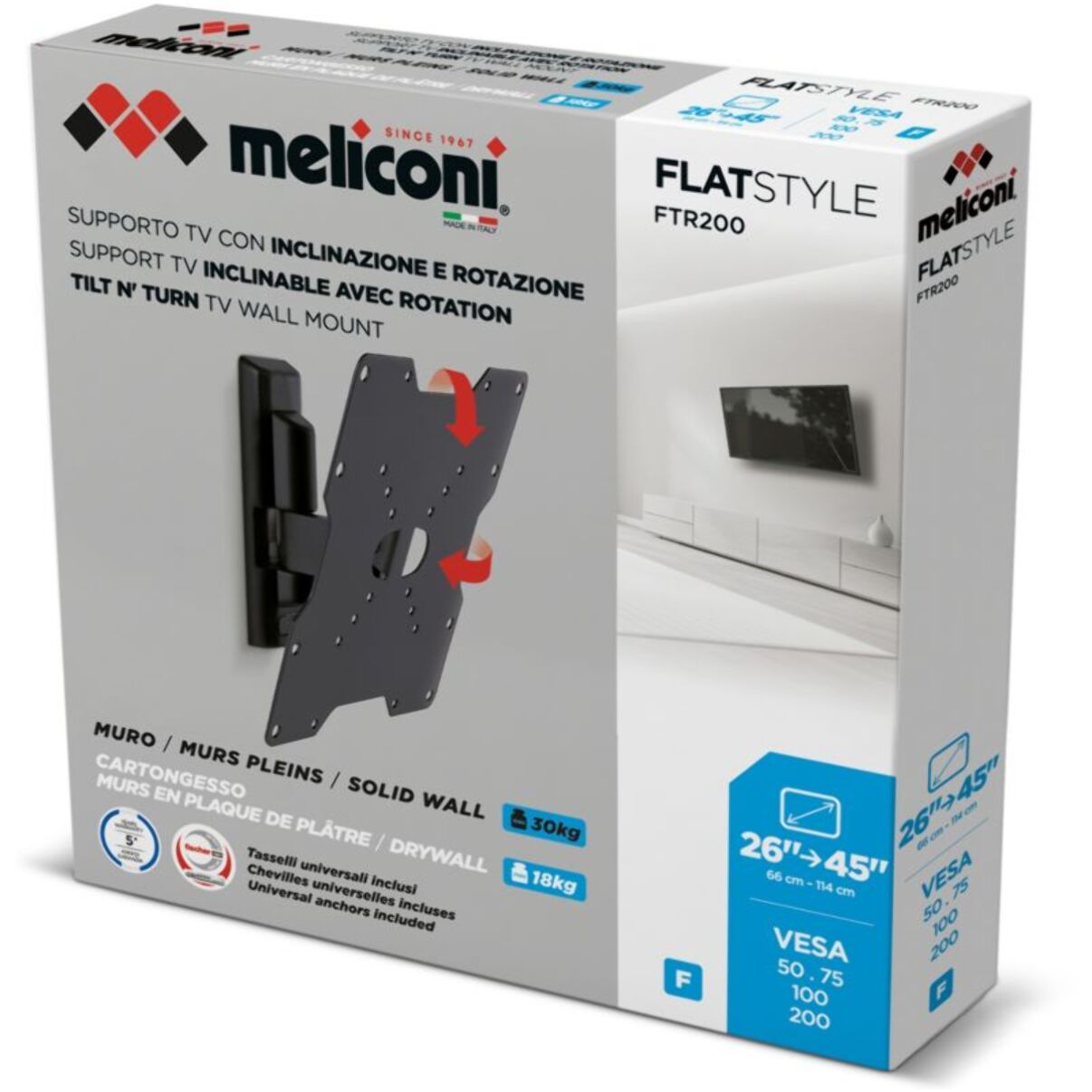 Support mural TV MELICONI FTR 200 FLAT