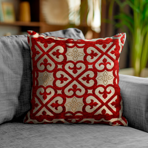 COPPIA CUSCINI ARREDO JACQUARD SFODERABILI 50X50 CM ARABIC ROSSO