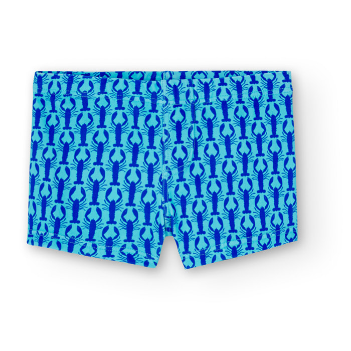 Bañador niño estampado, langostas, azul turquesa