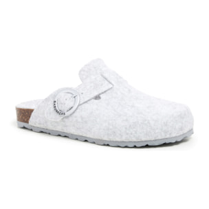 Zoccolo in poliestere riciclato con fibbia circolare. BABUNKERS GRIGIO