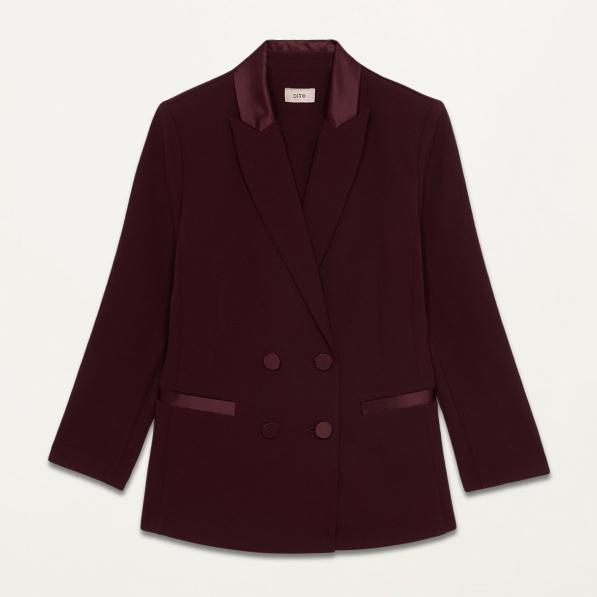 Oltre - Double-breasted blazer with satin details - Burgundy
