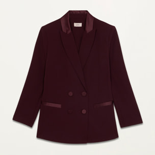 Oltre - Double-breasted blazer with satin details - Burgundy