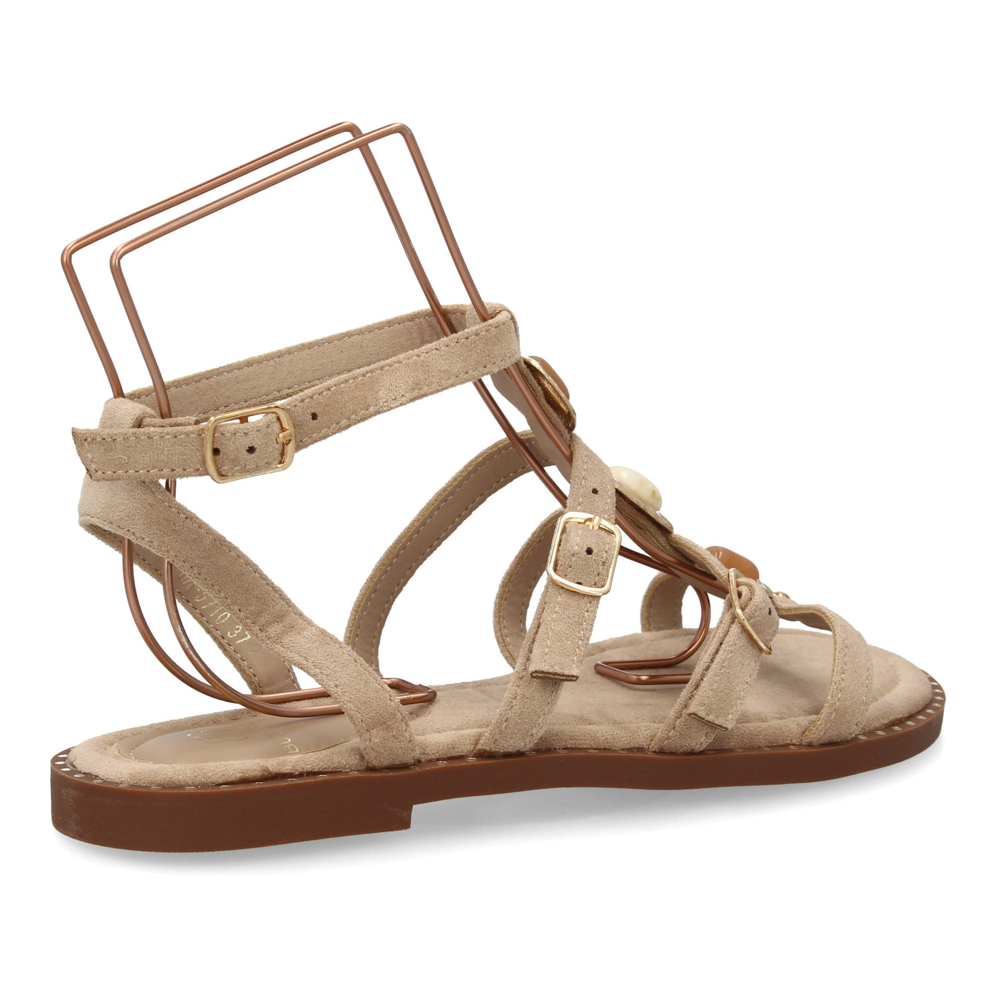 Sandalia romana mujer elegante tiras con pedreria