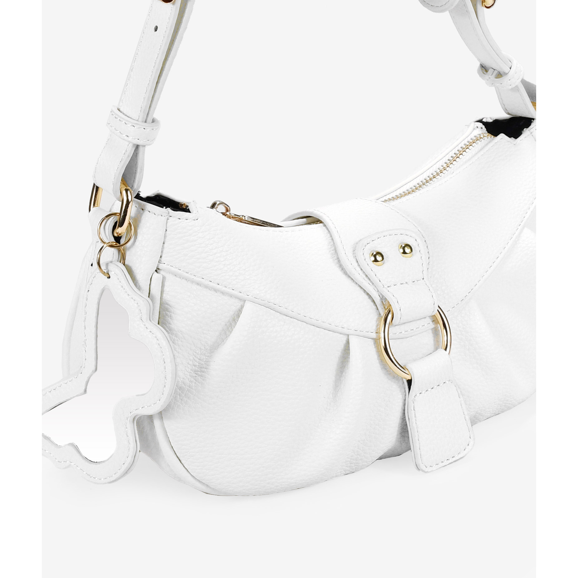 Bolso de hombro blanco con solapa