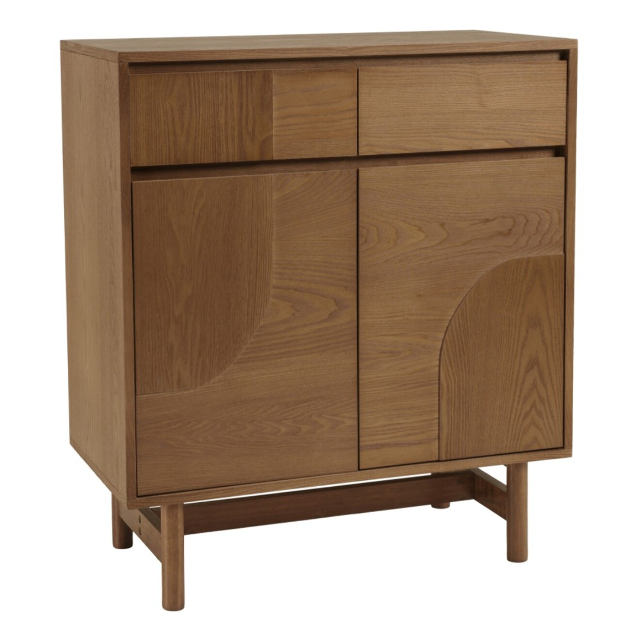 MARIO - Buffet couleur naturelle 2 tiroirs 2 portes décor motif arrondi