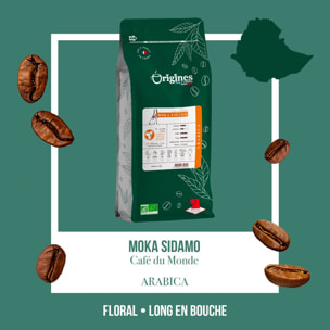 Café Bio Moka Sidamo - Pur Arabica - Grain 1 kg