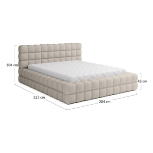 Kingston - lit coffre - 160x200 - sommier inclus - en tissu bouclette - Blanc
