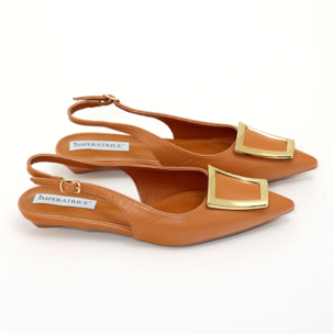 Ballerine slingback in simil pelle con dettaglio color oro sulla punta